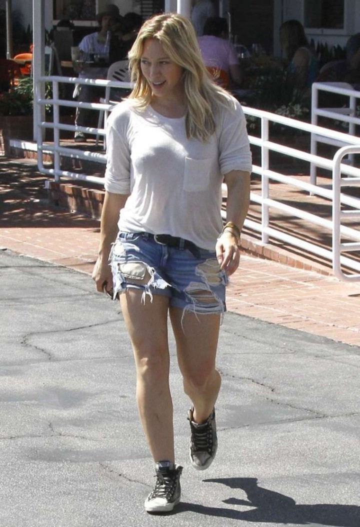 Hilary Duff in Jeans Shorts out in West Hollywood