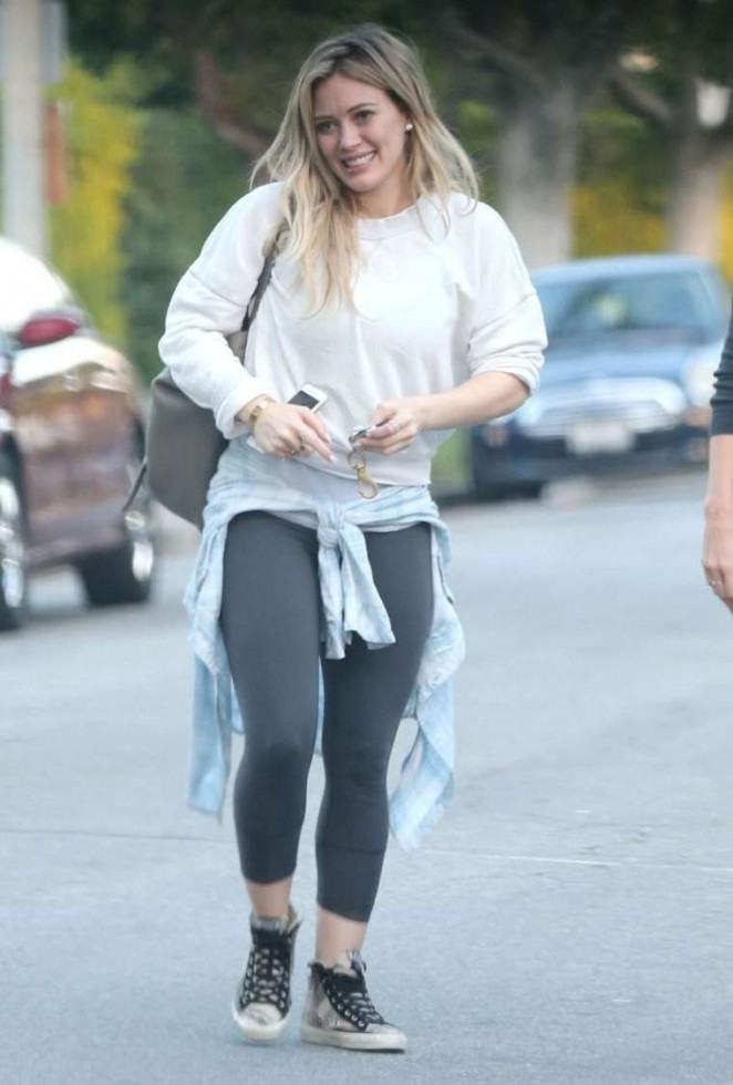 Hilary Duff in Leggings out in LA