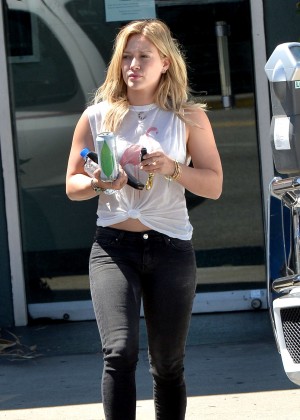 Hilary Duff Looking Hot in black tight pants out in Los Angeles