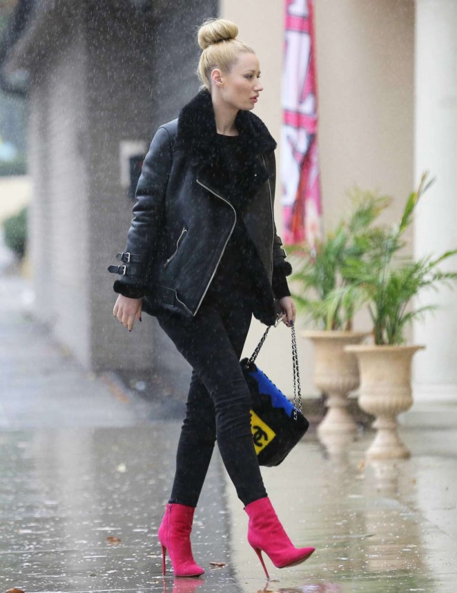 Iggy Azalea in Jeans and Pink Boots at Dr. Tattoff in Studio City