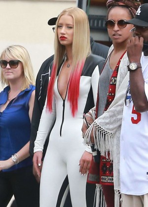 Iggy Azalea in Leather Suit - Filming a music video in Los Angeles