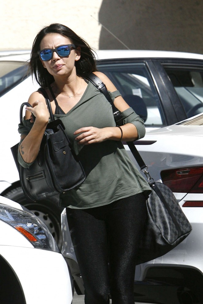 Janel Parrish in Tights at DWTS Rehearsal in LA