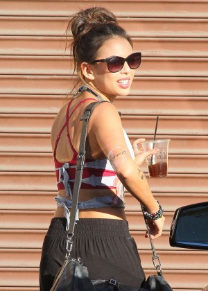 Janel Parrish in Tank Top at DWTS Rehearsal Studio in Hollywood