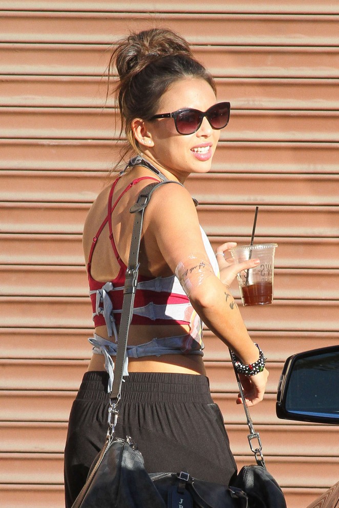 Janel Parrish in Tank Top at DWTS Rehearsal Studio in Hollywood
