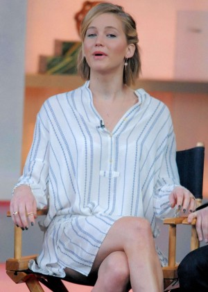 Jennifer Lawrence leggy at Good Morning America in NYC