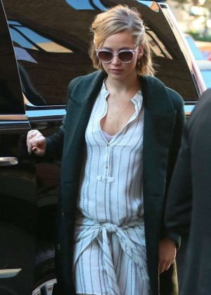 Jennifer Lawrence in Mini Dress - Returns to her hotel in NYC