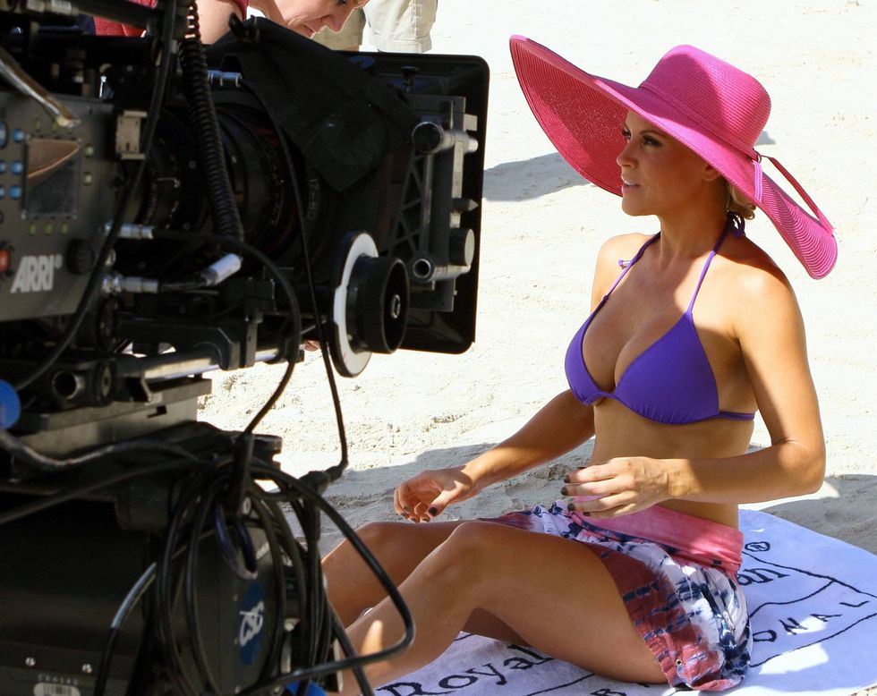 Jenny McCarthy - bikini on set of Allure of The Seas commercial. 