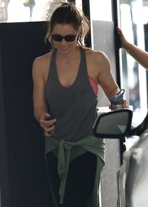 Jessica Biel in Tights  Leaving the gym in West Hollywood