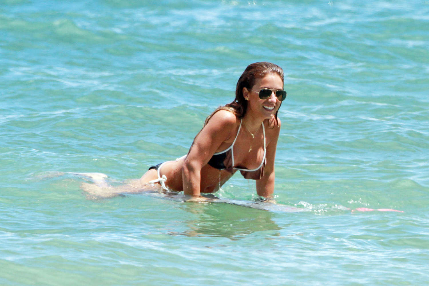 Jessie James in Black Bikini on Maui Beach. 