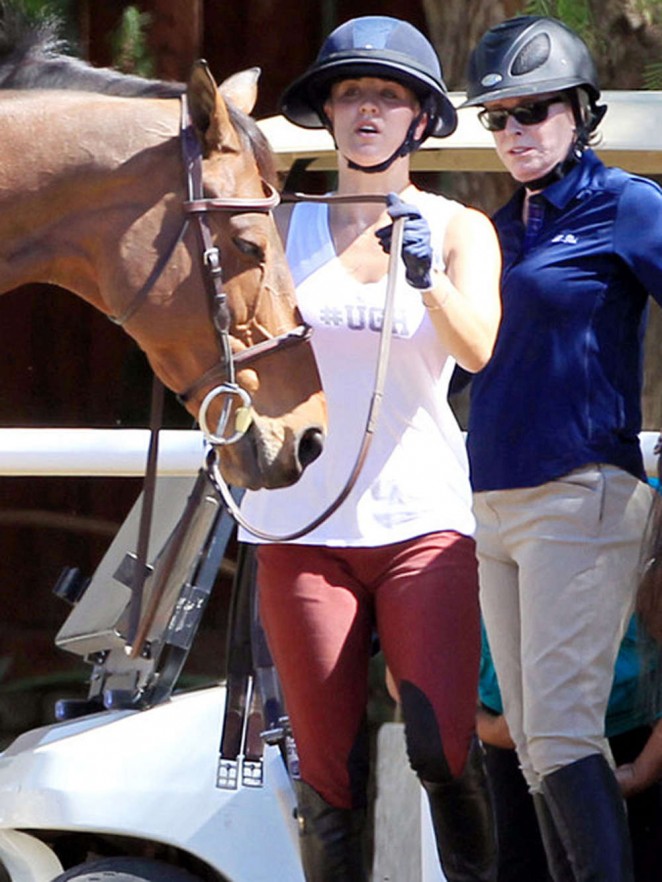 Kaley Cuoco in Tight Pants Riding a Horse in Moorpark