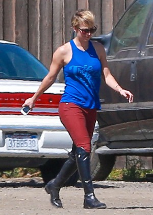 Kaley Cuoco in Tights Riding Her Horse in Simi Valley