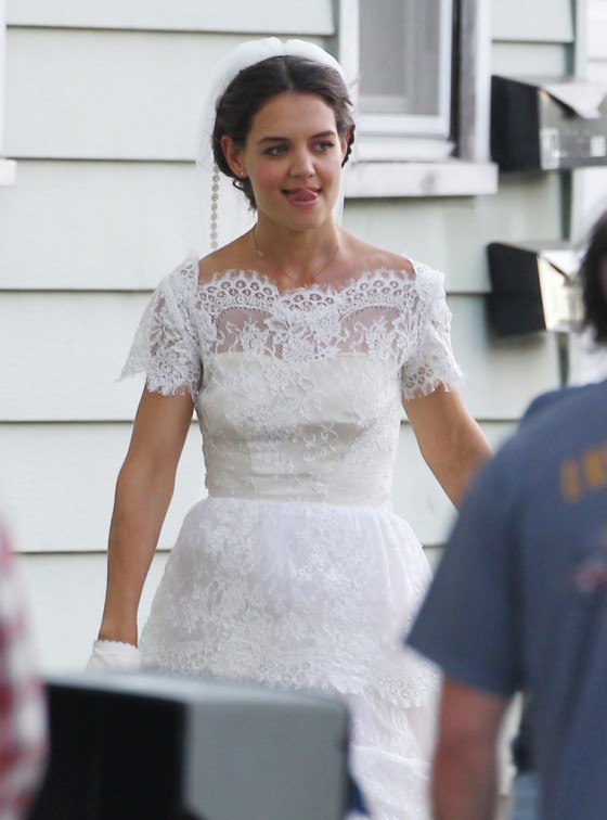 Katie Holmes Photos: in a Wedding Dress filming Miss Meadows -04 – GotCeleb