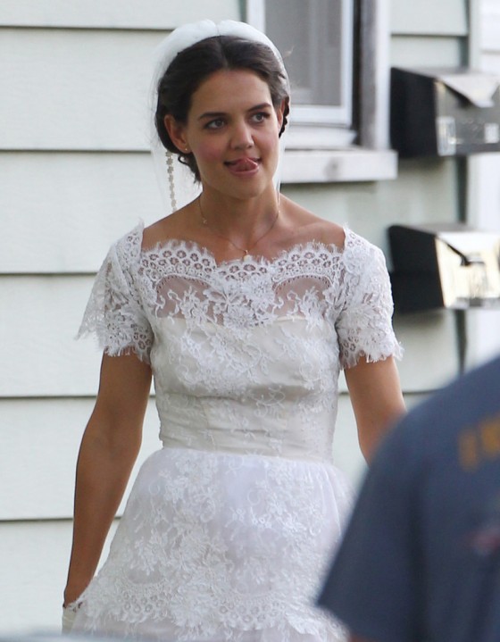 Katie Holmes Photos: in a Wedding Dress filming Miss Meadows -09 – GotCeleb