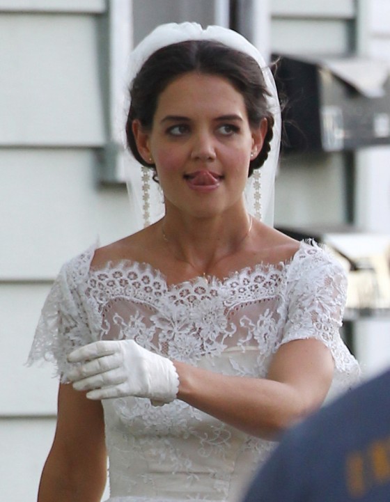 Katie Holmes Photos: in a Wedding Dress filming Miss Meadows -10 – GotCeleb