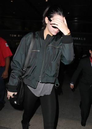 Kendall Jenner in Leggings at LAX Airport in Los Angeles