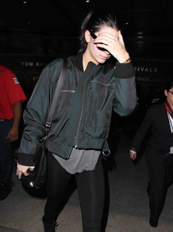 Kendall Jenner in Leggings at LAX Airport in Los Angeles