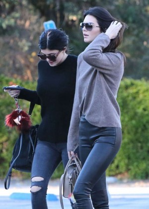 Kendall & Kylie Jenner in Tights Out for lunch in Calabasas