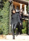 Kim Kardashian In Black Leather Pants leaves her house in Beverly Hills for LAX