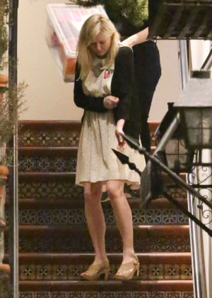 Kirsten Dunst in Mini Dress Leaving A.O.C. Restaurant in Los Angeles