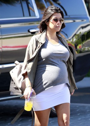 Kourtney Kardashian in Mini Skirt Leaving a business meeting in Los Angeles
