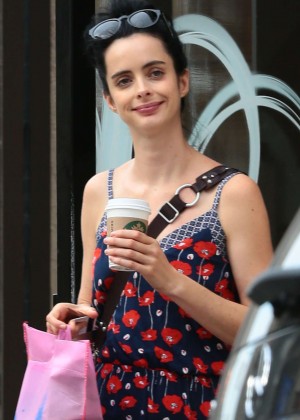 Krysten Ritter in Floral Dress - out and about in NYC