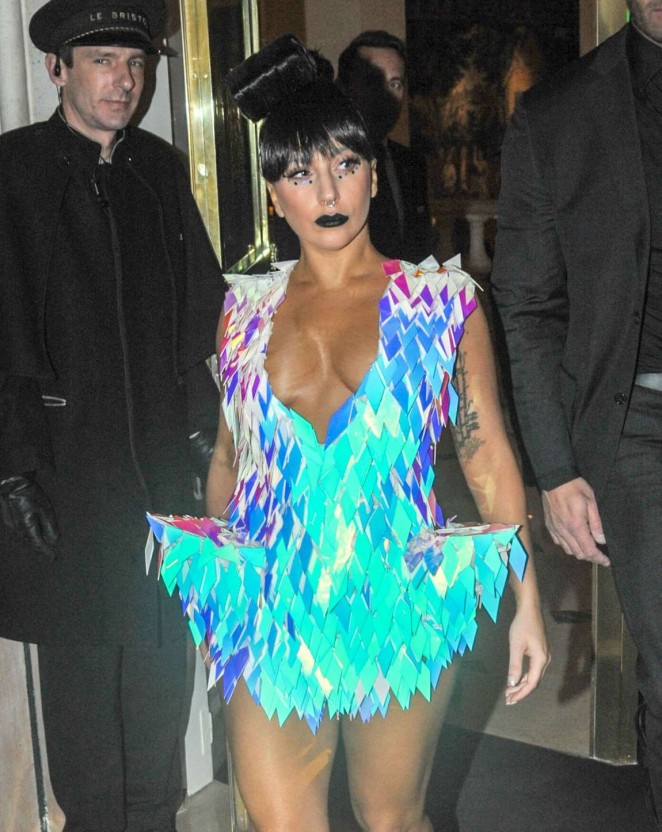 Lady Gaga Leaves The Bristol Hotel in Paris
