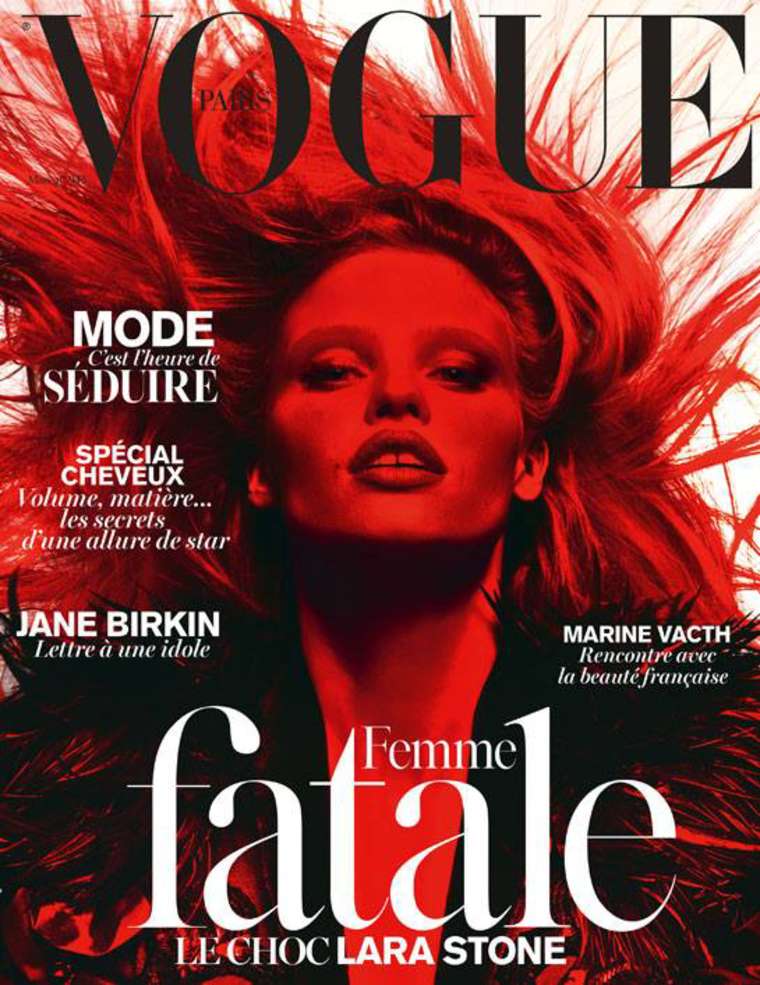 Lara Stone Vogue  Paris  Magazine Cover March 2014 