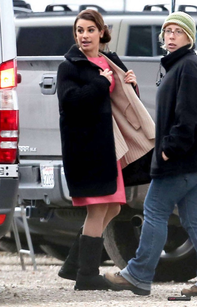 Lea Michele - Filming "The Glee" Set In Los Angeles