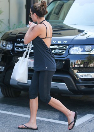 Lea Michele in Leggings Going to a spa in LA