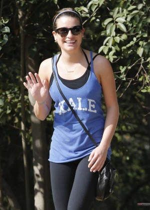 Lea Michele in Tight Leggings - Hiking in Los Angeles