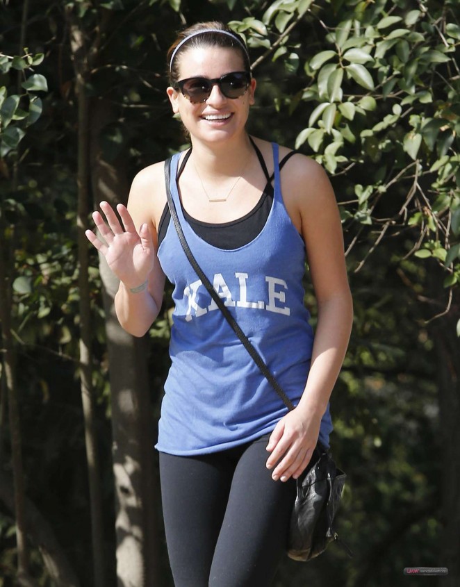 Lea Michele in Tight Leggings - Hiking in Los Angeles