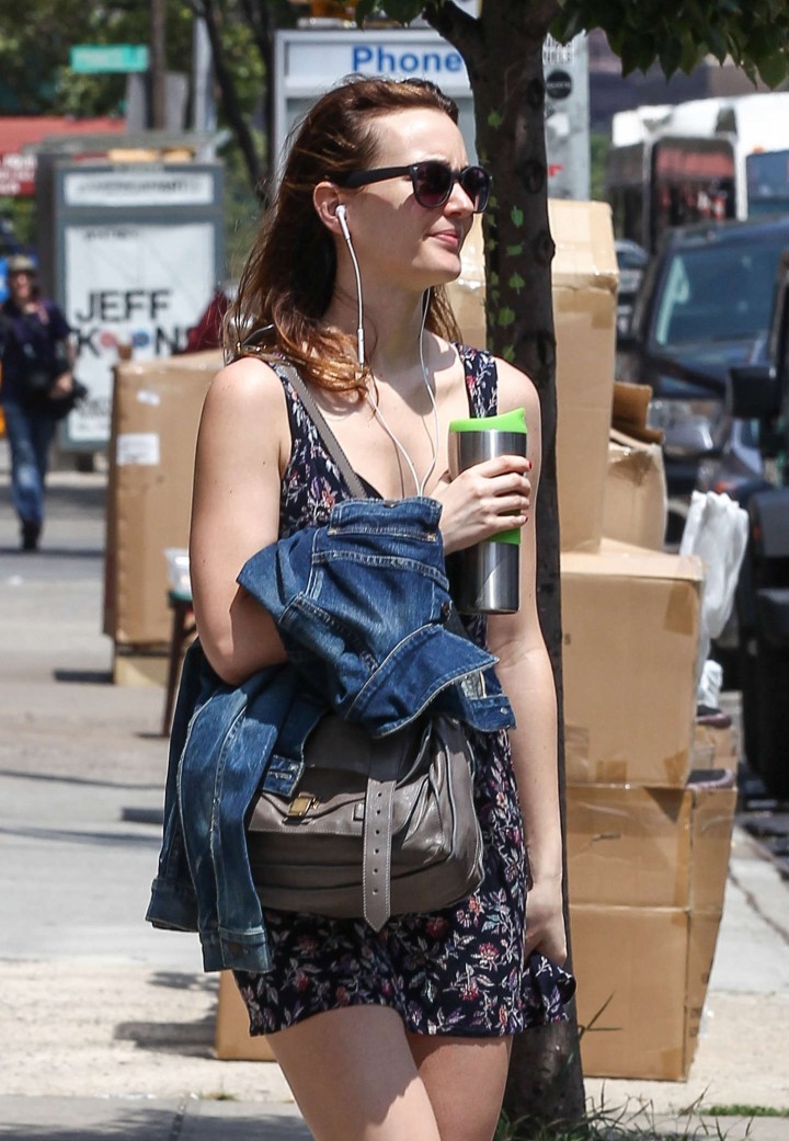 Leighton Meester in Floral Print Dress out in NYC