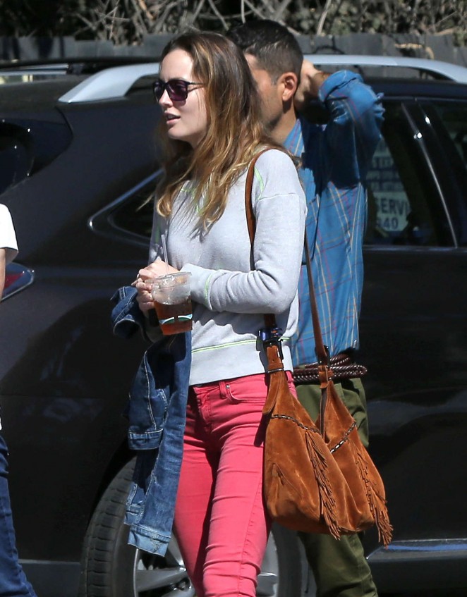 Leighton Meester in Red Jeans Out in LA