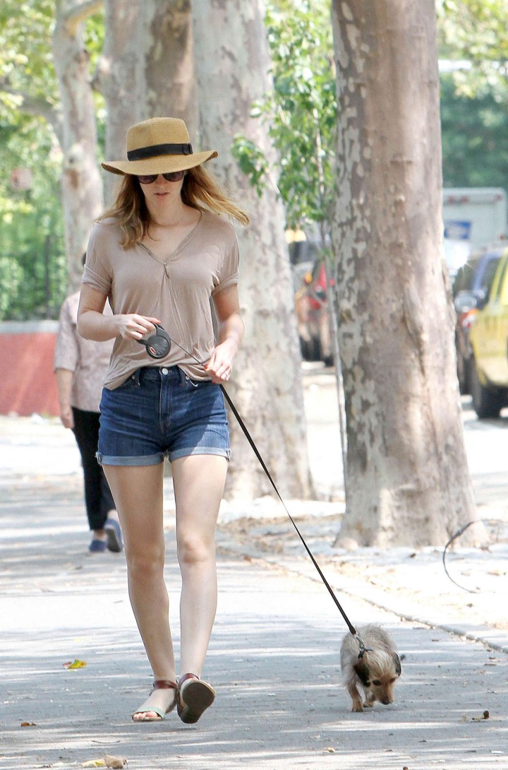 Leighton Meester - Walking Her Dog in NYC