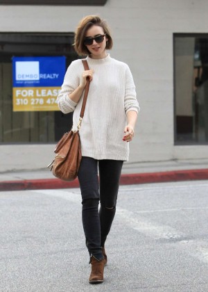 Lily Collins Street Style - Out and About in Beverly Hills