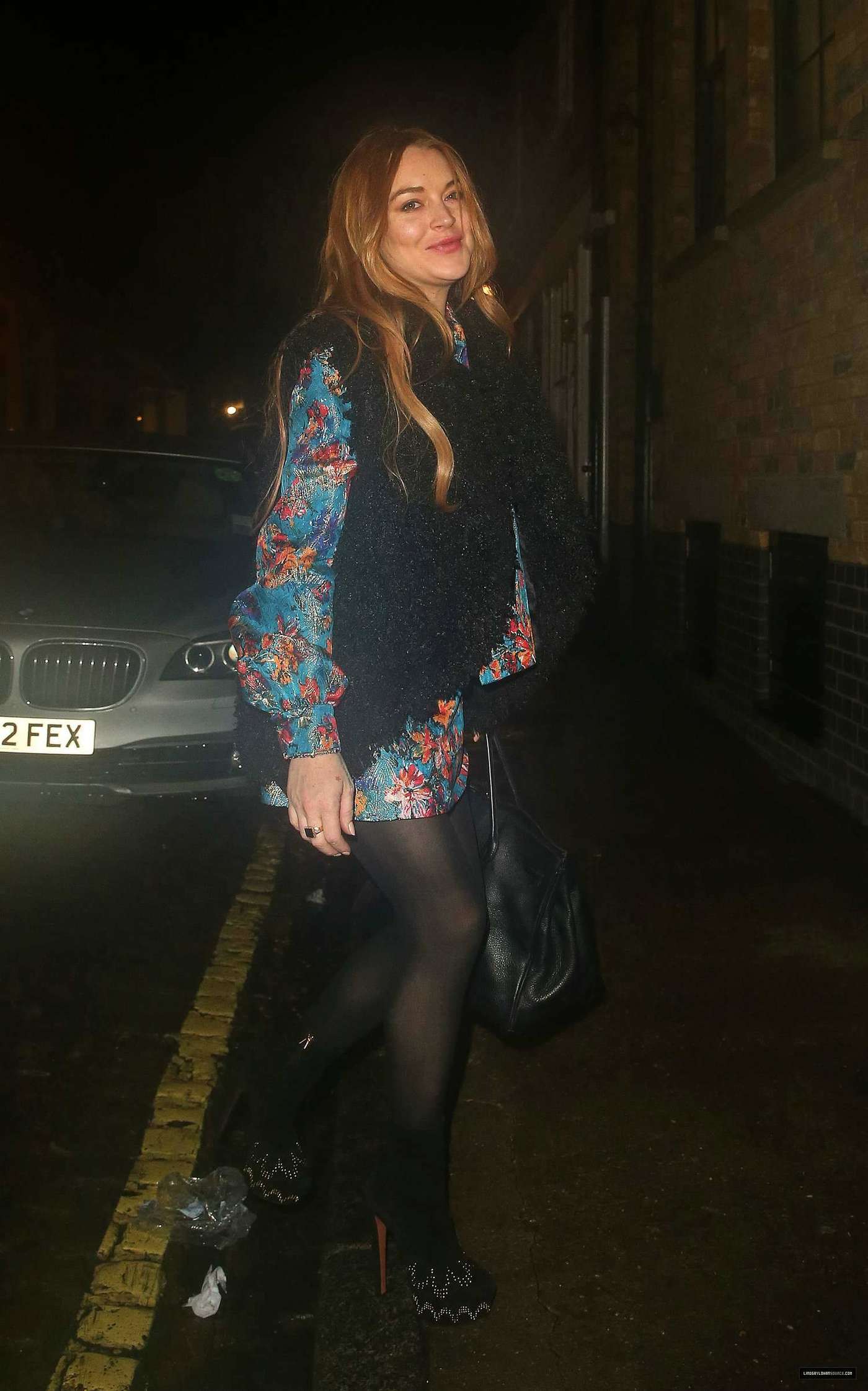 Lindsay Lohan 2014 : Lindsay Lohan in Mini Dress Leaves the Chiltern Firehouse -07