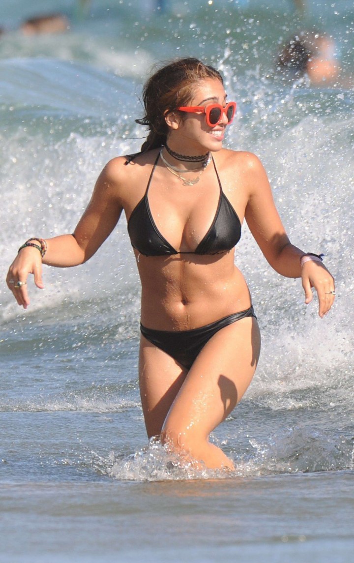 Lourdes Leon in Black Bikini on the beach in Cannes
