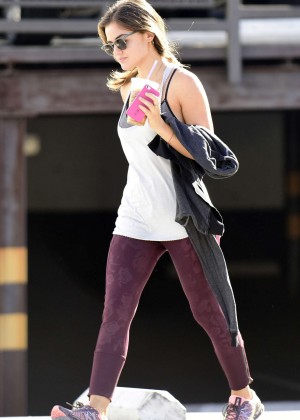 Lucy Hale in Leggings Leaving the gym in LA