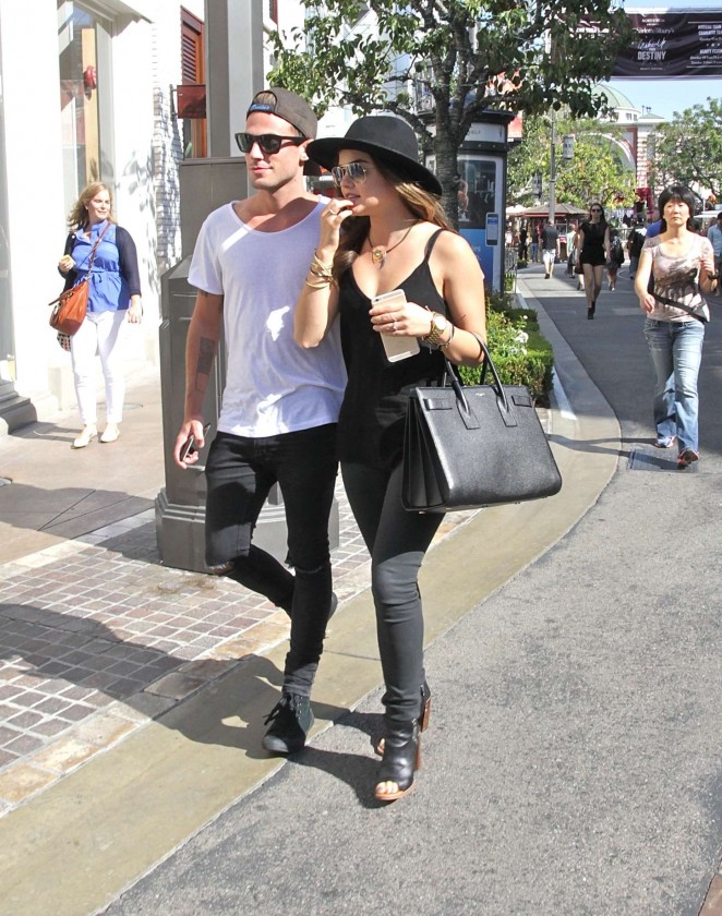 Lucy Hale with her boyfriend at The Grove in West Hollywood