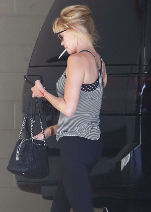 Melanie Griffith in Tights Leaving a gym in Beverly Hills