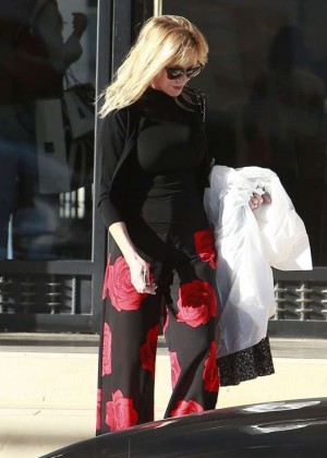 Melanie Griffith in Floral Pants Shopping at Barney's in Beverly Hills