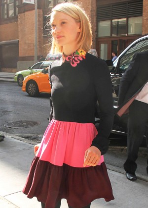 Mia Wasikowska - Wearing a colorful skirt in New York City