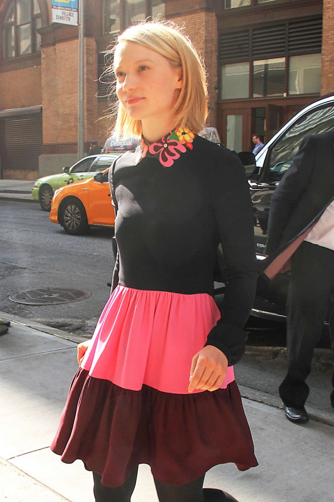 Mia Wasikowska - Wearing a colorful skirt in New York City