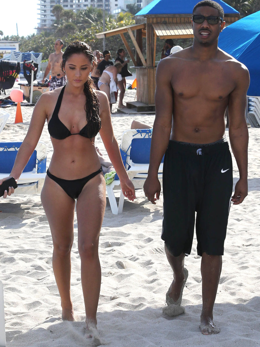 Michael B Jordan 2014 : Michael B Jordan With Hot Girl on beach -02. 
