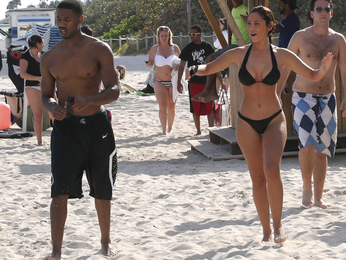 Michael B Jordan 2014 : Michael B Jordan With Hot Girl on beach -07. 