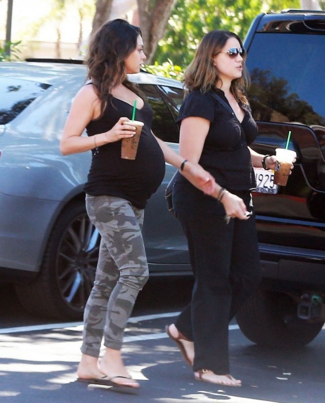 Mila Kunis in Tight Pants Leaving Starbucks in Studio City