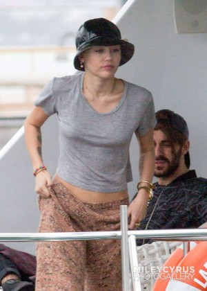 Miley Cyrus on a boat trip to Waiheke Island