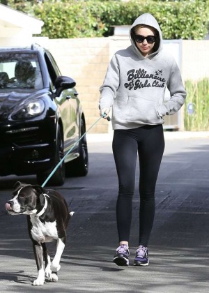 Miley Cyrus in Spandex - Walking her dog in LA