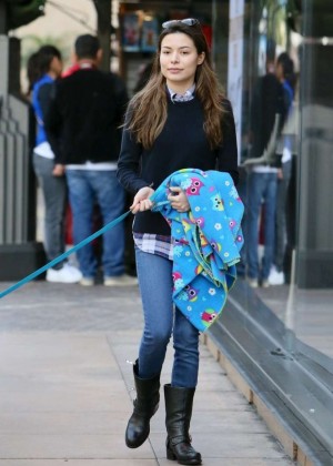 Miranda Cosgrove walking her dog in LA