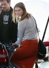 Mischa Barton Wearing red skirt at a gas station in Studio City